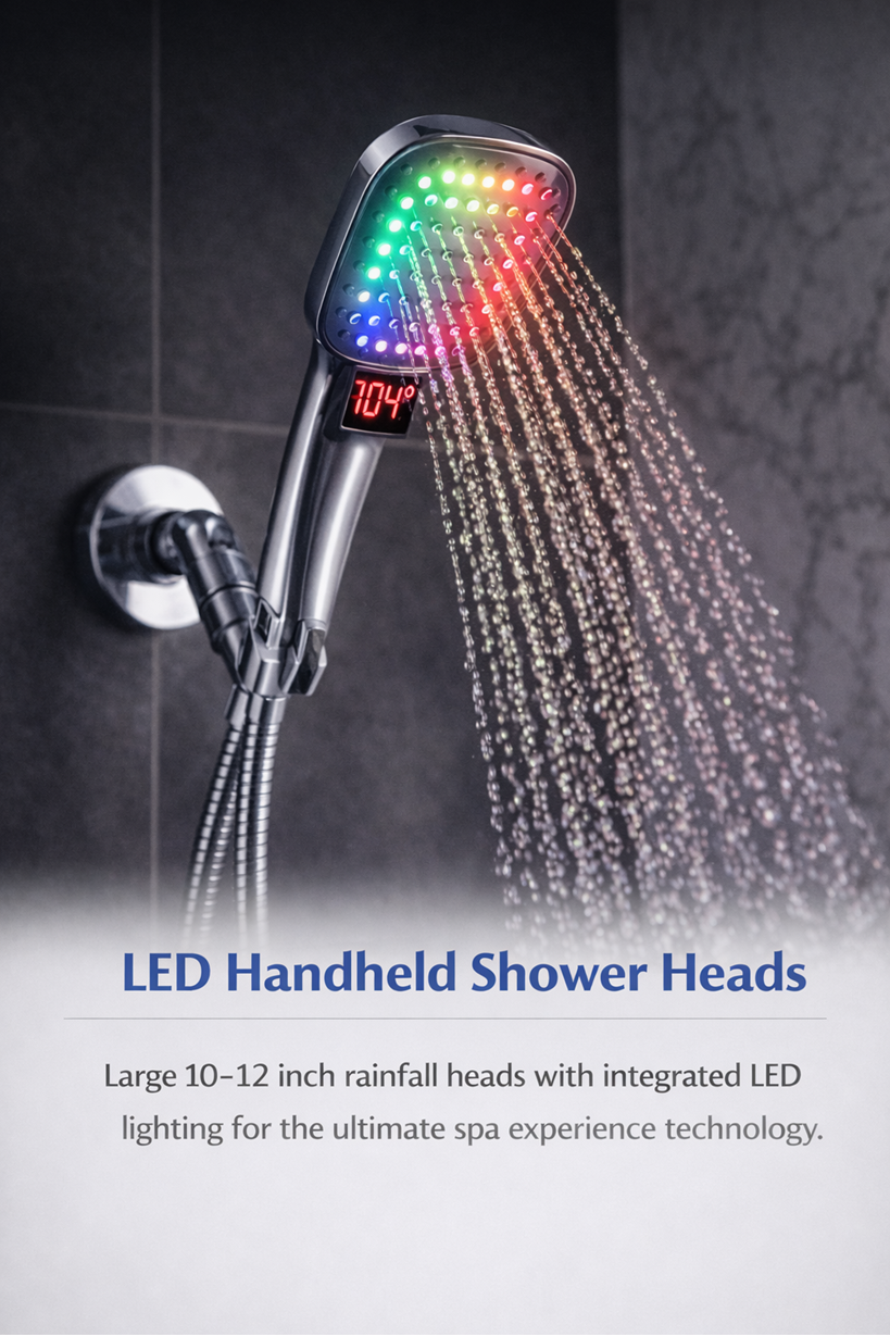 LED Handheld Shower Head with temperature display